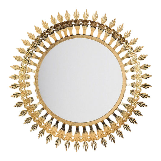 Espejo de pared redondo con marco decorativo dorado estilo vintage